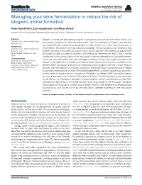 Managing Your Wine Fermentation to Reduce the Risk of Biogenic Amine Formation