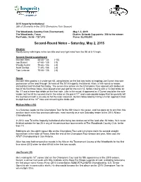 Second Round Notes, Saturday, May 2