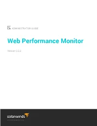 Solarwinds Web Performance Monitor Administrator Guide