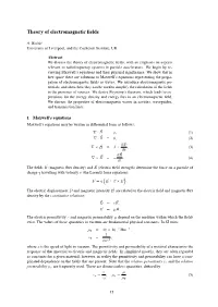 Theory of Electromagnetic Fields