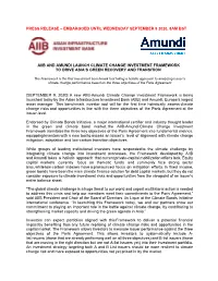 Aiib and Amundi Launch Climate Change Investment Framework to Drive Asia’S Green Recovery and Transition