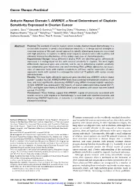 Ankyrin Repeat Domain 1, ANKRD1, a Novel Determinant of Cisplatin Sensitivity Expressed in Ovarian Cancer Lyndee L
