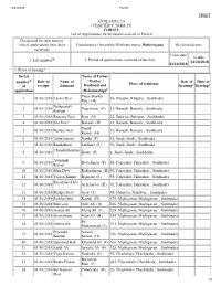 ANNEXURE 5.8 (CHAPTER V, PARA 25) FORM 9 List of Applications For
