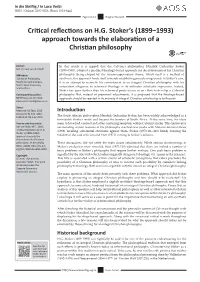 Critical Reflections on H.G. Stoker's (1899–1993) Approach Towards the Elaboration of a Christian Philosophy