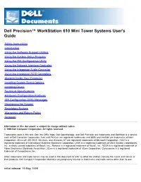 Dell Precision Workstation 610 Mini Tower Systems User's Guide