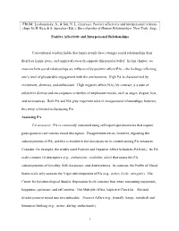 Positive Affectivity and Interpersonal Relation- Ships. in H. Reis & S