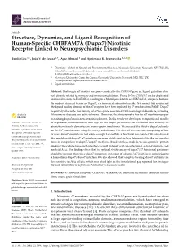 Structure, Dynamics, and Ligand Recognition of Human-Specific CHRFAM7A (Dup7) Nicotinic Receptor Linked to Neuropsychiatric Diso