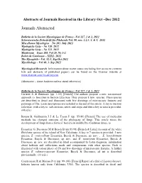 Abstracts of Journals Received in the Library Oct –Dec 2012