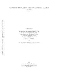 Complexity Theory and Its Applications in Linear Quantum Optics
