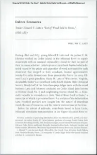 Dakota Resources Trader Edward T. Latta's "List of Wood Sold to Boats,"