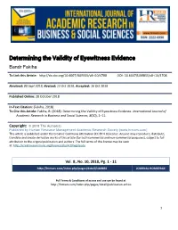 Determining the Validity of Eyewitness Evidence