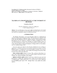 Teaching of Astroinformatics at the University of Belgrade