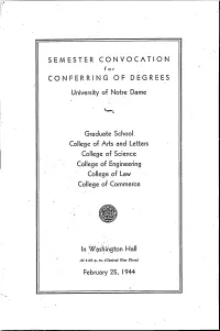 1944-02-25 University of Notre Dame Commencement Program