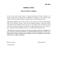 Briefing Note for General Synod