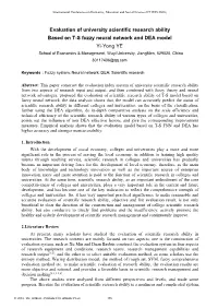 Evaluation of University Scientific Research Ability Based on T-S Fuzzy Neural Network and DEA Model Yi-Yong YE