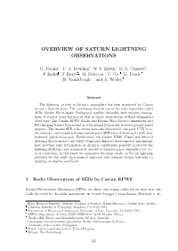 Overview of Saturn Lightning Observations