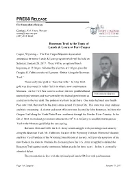 PRESS RELEASE for Immediate Release
