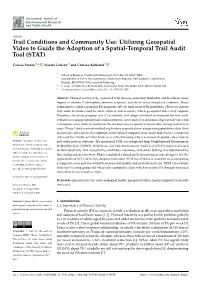 Trail Conditions and Community Use: Utilizing Geospatial Video to Guide the Adoption of a Spatial-Temporal Trail Audit Tool (STAT)
