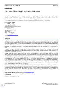 Cannabis Mobile Apps: a Content Analysis