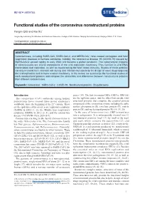 Functional Studies of the Coronavirus Nonstructural Proteins Yanglin QIU and Kai XU*