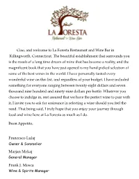 La Foresta Wine List Master Working