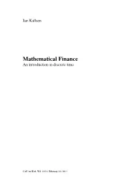 Mathematical Finance an Introduction in Discrete Time