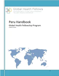 Peru Handbook Global Health Fellowship Program Updated 3/3/2015