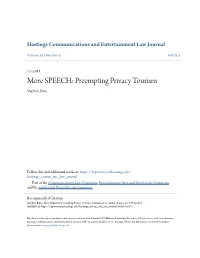 SPEECH: Preempting Privacy Tourism Stephen Bates