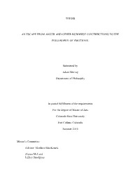 THESIS an ESCAPE from ANGER and OTHER BUDDHIST CONTRIBUTIONS to the PHILOSOPHY of EMOTIONS. Submitted by Adam Murray Department