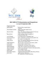 WCC 2008 – ICT Professionalism and Competences Conference Program