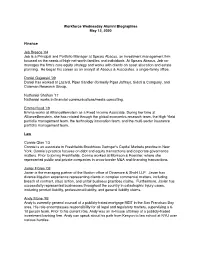 Workforce Wednesday Alumni Biographies May 12, 2020