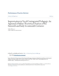 Improvisation in Vocal Contrapuntal Pedagogy