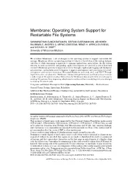 Membrane: Operating System Support for Restartable File Systems