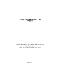 Toxicological Profile for Arsenic