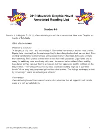 2019 Maverick Graphic Novel Annotated Reading List
