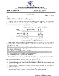 Candidates with Sl. No. 1 - 235 As Per the List