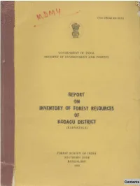 Inventory of Forest Resources Kodagu District
