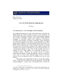 Let's Not Talk About the Anthropocene
