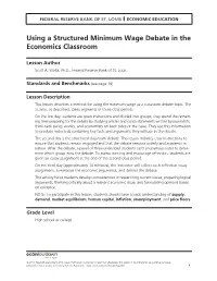 Using a Structured Minimum Wage Debate in the Economics Classroom