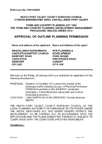 Approval of Outline Planning Permission