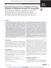 Dopamine Receptor D5 Is a Modulator of Tumor Response to Dopamine Receptor D2 Antagonism Varun V