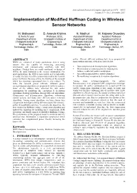 Implementation of Modified Huffman Coding in Wireless Sensor Networks