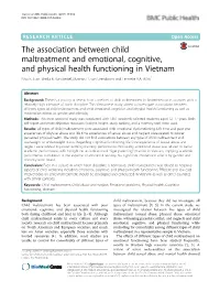 The Association Between Child Maltreatment and Emotional, Cognitive, and Physical Health Functioning in Vietnam Nhu K