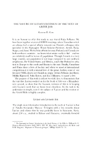 The Nature of Lucian's Revision of the Text Of