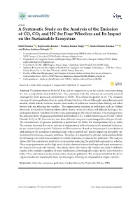 A Systematic Study on the Analysis of the Emission of CO, CO2 and HC for Four-Wheelers and Its Impact on the Sustainable Ecosystem