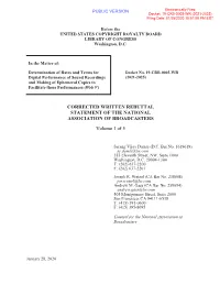 CORRECTED WRITTEN REBUTTAL STATEMENT of the NATIONAL ASSOCIATION of BROADCASTERS Volume 1 of 5