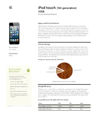 Ipod Touch (5Th Generation) 16GB Environmental Report