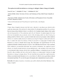 Perception Towards Forestation As a Strategy to Mitigate Climate Change in Somalia