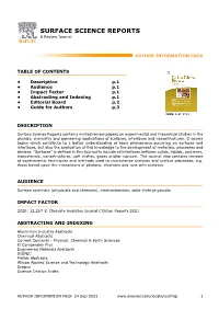 SURFACE SCIENCE REPORTS a Review Journal