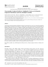 Zoogeography of Epigean Freshwater Amphipoda (Crustacea) in Romania: Fragmented Distributions and Wide Altitudinal Variability
